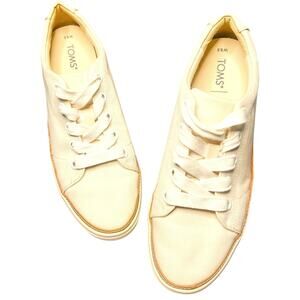 TOMS Alex Canvas Sneakers Womens 8.5W Cream Lace Up Minimalist Casual Shoes